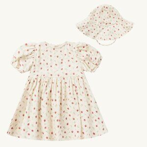 NWT - Rylee + Cru strawberry field dress and sun hat set